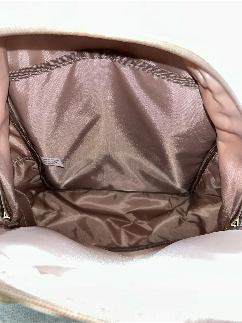 NWOT Loulu Cream & Brown Two-Tone Backpack with Front Pockets and Laptop Pocket